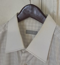 Stefano Ricci White Box Plaid Dress Shirt 17.5 X 35 Italy Made