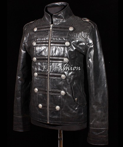 Casual Pelle Di Nero Classico Uomo Reale Militari Vacchetta Da Giacca Elegante 8tT0q0Ax
