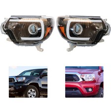 For 2012-2015 Toyota Tacoma Headlights Halogen w/ LED DRL Headlamps Left+Right