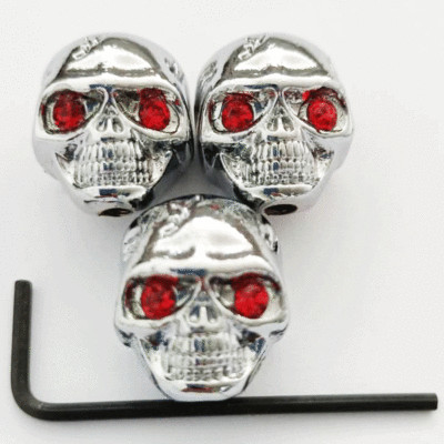 3 Pcs Skull Head Volume Tone Speed Control Knob for Electric Guitar Bass Chrome.