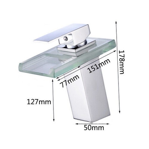 Badezimmer LED Wasserfall Waschtischarmatur Farbwechsel Waschtischarmatur Glasarmatur - Bild 6 von 6