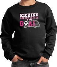 Buy Cool Shirts Kids Breast Cancer Sweatshirt Kicking Cancer is Our Goal