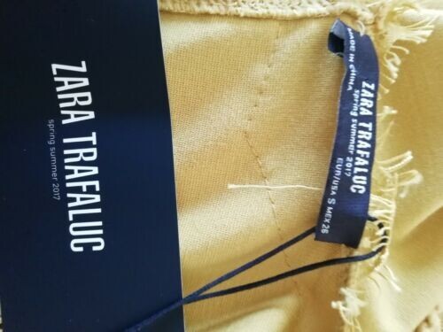 ZARA TRAFALUC 8 10 (S) Mustard Yellow Lace Embroidered Dress NEW Stretchy Back - Picture 7 of 9