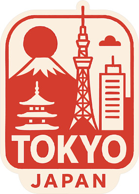 Tokyo Sticker Decal Vinyl Die-Cut City Skyline Landmark Design