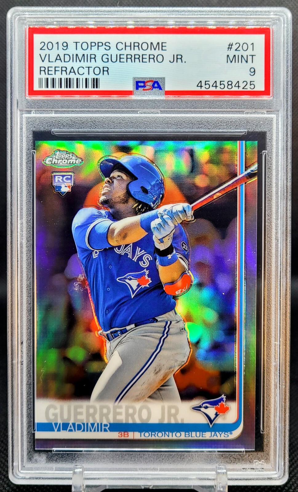 2019 Topps Chrome Refractor VLADIMIR GUERRERO JR RC Rookie #201 PSA 9 Blue Jays