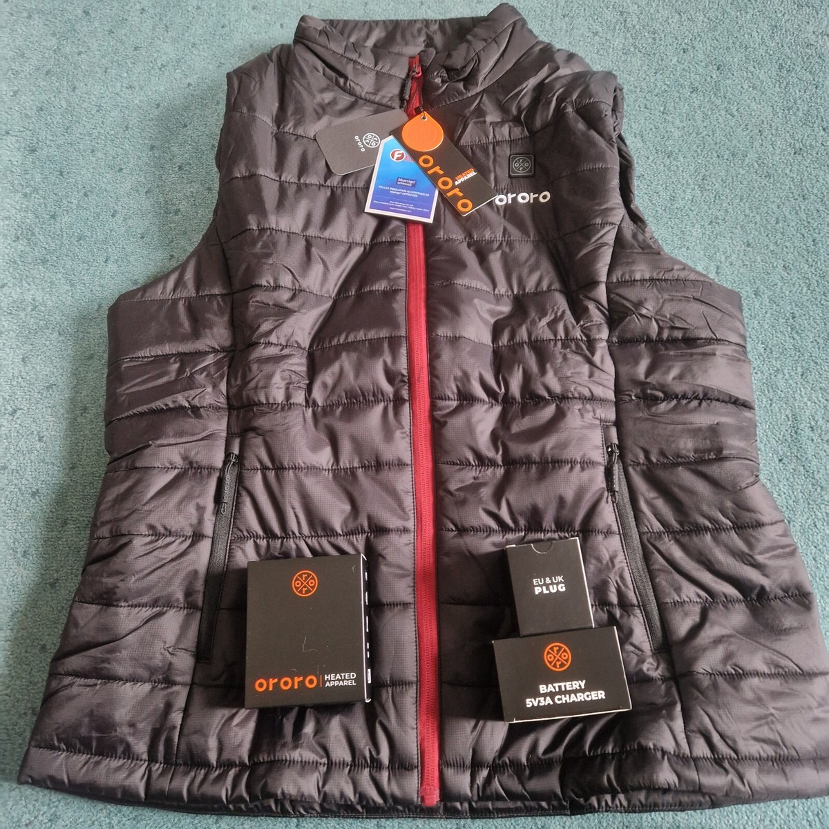 ORORO black heated gilet womens with battery Brand new with