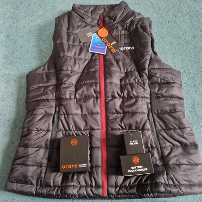 ORORO black heated gilet womens with battery Brand new
