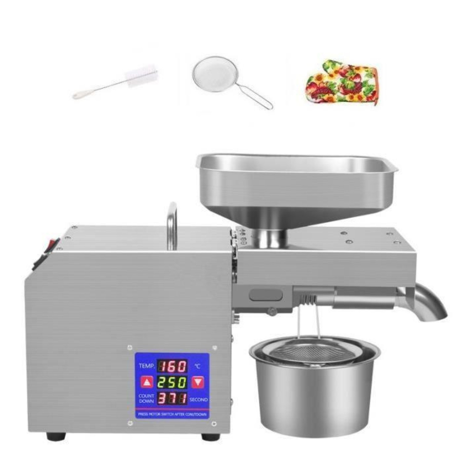 Presse à huile 1500W en inox pour créer ses huiles de noix bio