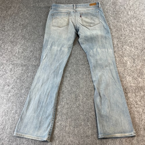 Jeans Levi's Demi Curve 31 32 * Corte Acampanado Lavado Claro Azul Rojo Pestaña Elástica - Imagen 2 de 13