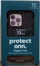 Black Rugged iPhone 13 Pro Case w/Holster & R...