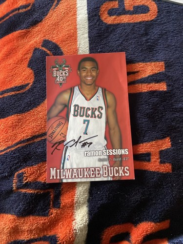 MILWAUKEE BUCKS, Extremely Rare autographed 2008 photo of RAMON SESSIONS