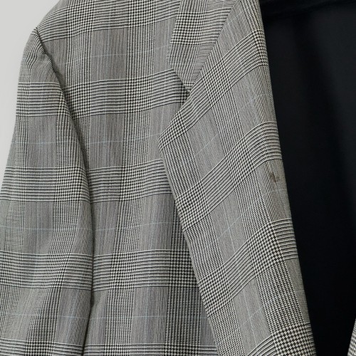 VINTAGE Burberrys Sport Coat Mens 42 R Black White Plaid Window Pane Wool USA - Picture 4 of 12