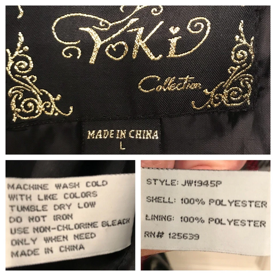 YOKI коллекции красный черный клетку полосатый кромки с подкладкой пальто размер большой GUC - Изображение 3 из 4