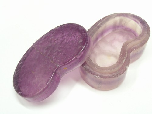 Pilulier Boîte à Bijoux En Fluorite Naturel - Ornement En Pierres Dures - Picture 2 of 4