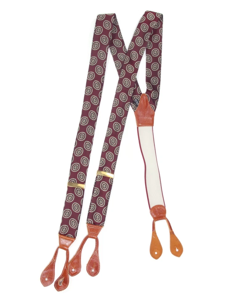 Snappy Retro Tirantes Borgoña Espiral Ovalado Globo Ocular Hombre Brackets Hecho en Francia Foto 3 de 4