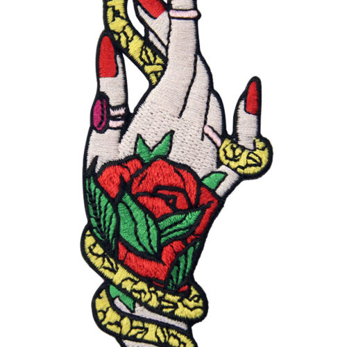 Embroidered Patches Iron On Sew On transfers Badges appliques snake witchy hand - Picture 2 of 4