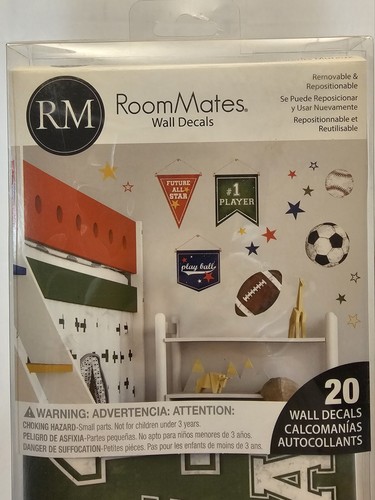 RoomMates Peel and Stick Wall Decals-Sports Soccer Baseball Football Basketball - Picture 2 of 5