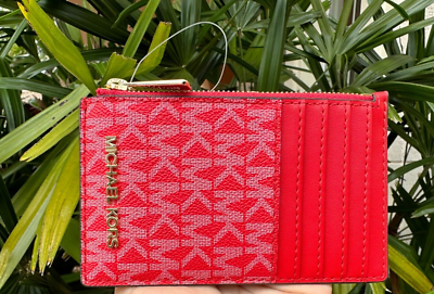 MICHAEL KORS JET SET TRAVEL TOP ZIP CARD CASE WALLET MK DARK