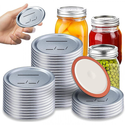 100 Pcs Regular Mouth 70mm Canning Lids - Leak Proof & Reusable Mason Jar Lids