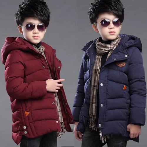 New Winter Keep Warm Teenage Boys Jacket 5-14 Years Long Slim Fit Coat for Kids - Picture 3 of 8