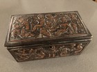 Vintage Embossed Leather Jewelry Trinket Box With Raised Relief Cherubs — photo 4