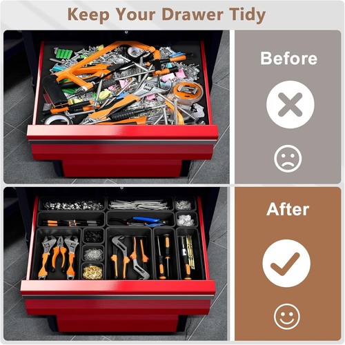 46PC Tool Box Organizer with 5 Sizes - Stylish Black Storage Divider Set - Picture 5 of 9