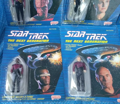Star Trek TNG MOC Unpunched Action Figure Lot Galoob 1988 Worf Picard Data Riker - Bild 12 von 12