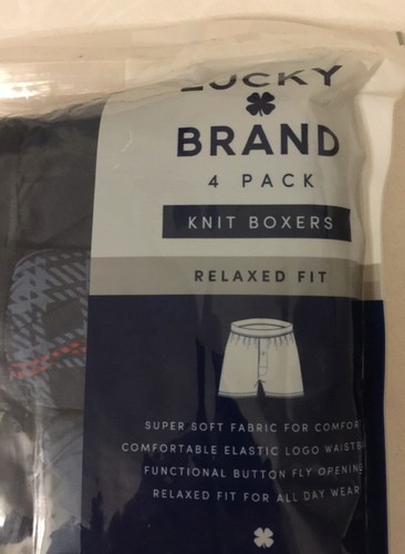 NWT - 4 Lucky Brand Men Underwear Knit Boxers Small 28-30 Relaxed Fit -MIX BLUES - Picture 6 of 9