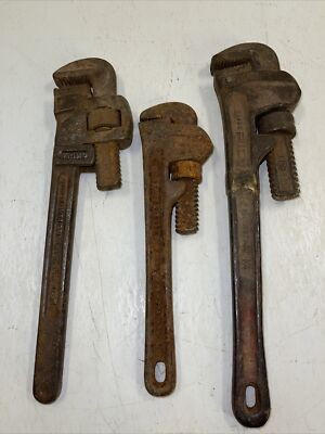 #ad #ad Vintage Rigid 10” amp; 14quot; amp; 12” Trimo Heavy Duty Pipe Wrenches $24.30
