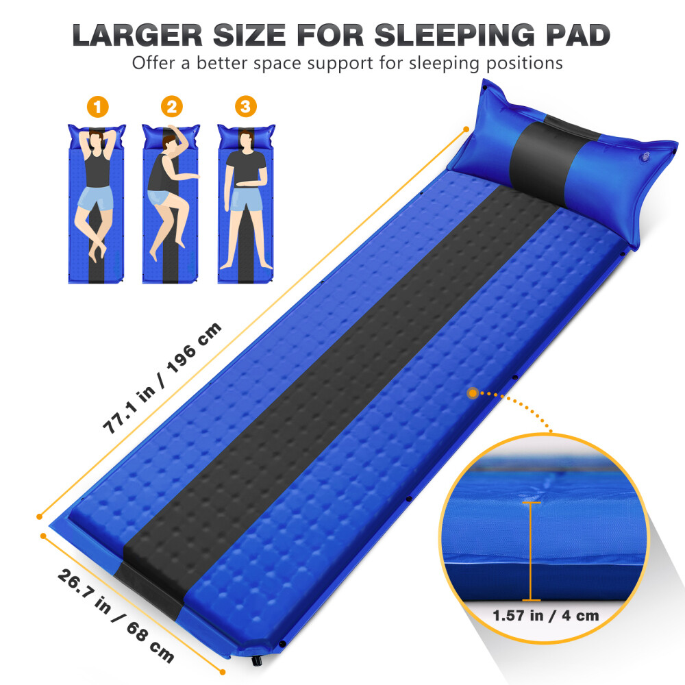 MOVTOTOP Memory Inflatable Sleeping Pad Memory Camping Padding Cushion