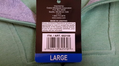 Kirkland Signature Mens Size L 1/4 Zip 100% Cotton Pullover Mint Green NWT - Picture 6 of 9