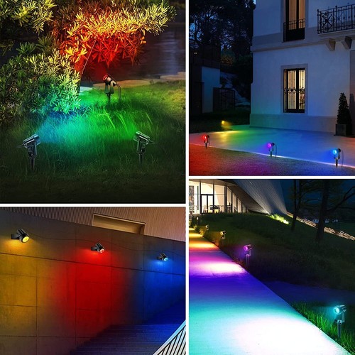 4Pcs LED Garden Spike Lights Mains RGB Outdoor Spotlight + Remote Path Lighting - Picture 5 of 14