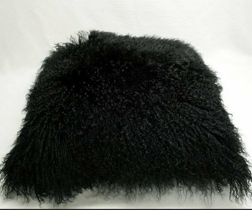 Real Mongolian Tibetan Lamb Fur Sheepskin Cushion COVER Curly Wool Pillowcase - Picture 4 of 6