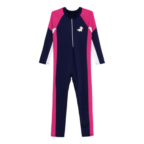 UK Girl Full Length Swimming Costume One-Piece Rash Guard Swimsuit Surfing Suit - Picture 7 of 31