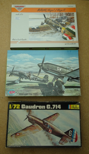 3 1/72 lesser known fighters WW2: Caudron C714, He 100, Mavag Heja I or II