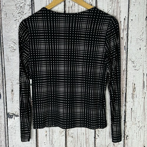 NWT Laura Ashley Trip Ready Knits Petite Small Jet Black Silver Metallic Blouse - Picture 6 of 13