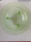 Vintage Green Depression Glass 11" (3 footed) Console Fruit Bowl  Floral Pattern