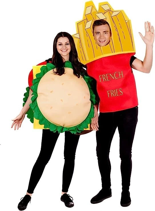 Disfraz de Hamburguesa con Queso Adulto Hombre Mujer Divertido Novedad Comida Hamburguesa Traje Halloween Foto 3 de 4