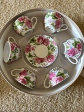 Ceramic tea party set for kids small floral roses