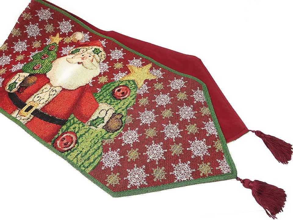 Tache Christmas Table Runner - 'Down The Chimney' Festive Holiday Decoration, 13 X 120 Inches, Woven Tapestry