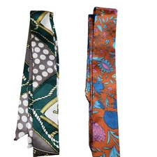 Lot of 2 Womens Neck Scarf Wrap Hair Head Tie Purse Decoration Bag Wrap 38/2" #C
