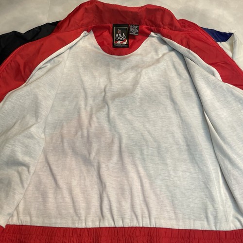 VINTAGE USA OLYMPIC ZIP UP WINDBREAKER JACKET RED BLACK BLUE MENS SIZE MEDIUM - Picture 9 of 15