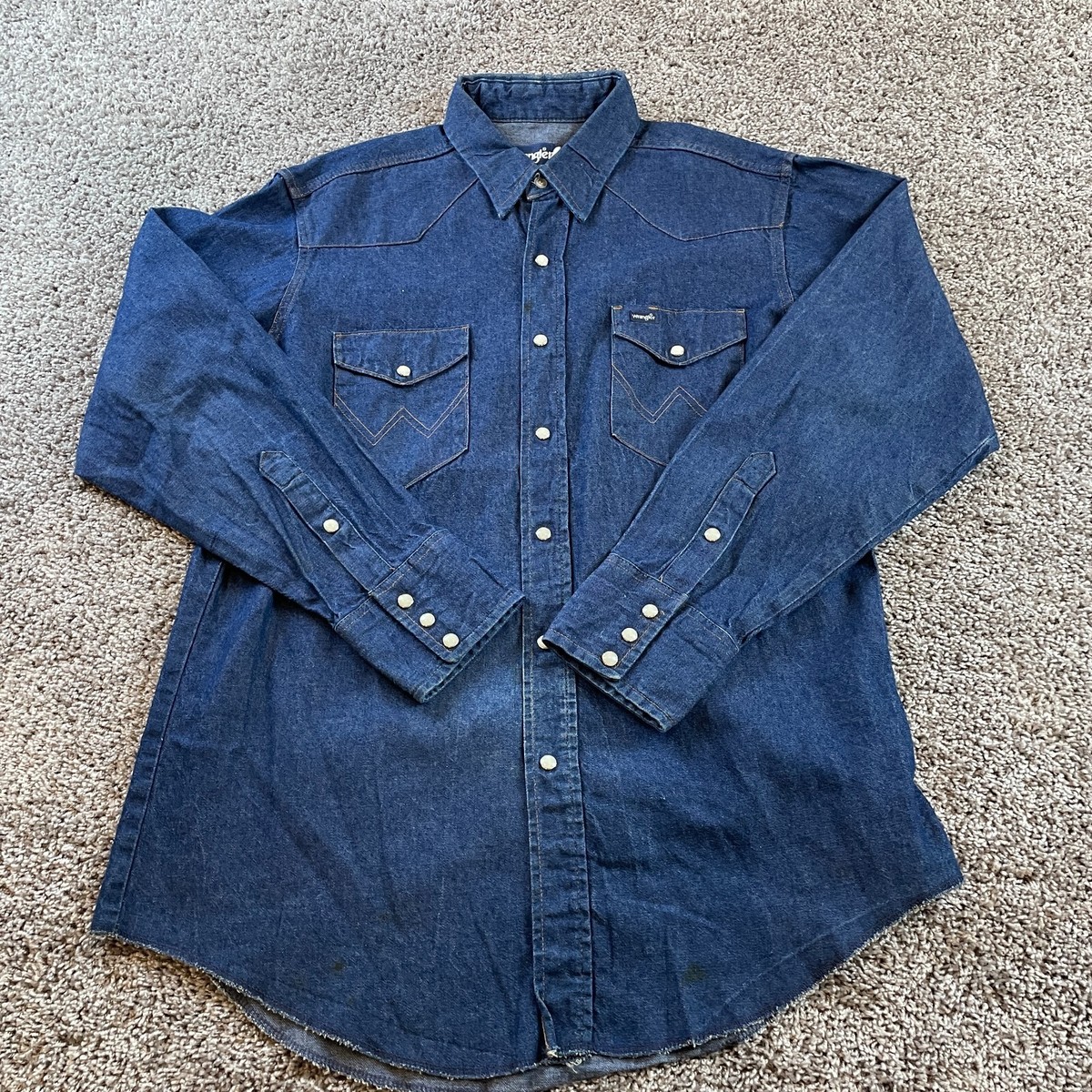 Vintage Wrangler Button Up Shirt Large 16.5-33 X-Long Tails