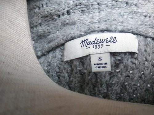 Madewell Women's Small Gray Shawl Collared Knit Snap Cardigan Sweater - Picture 5 of 6