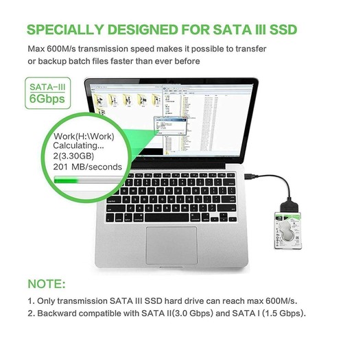 USB 3.0 vers SATA 22 broches 2,5 pouces disque dur SSD adaptateur connecteur câble plomb - Photo 7/8
