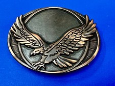 Patriotic American Eagle Flying High Vintage Brown Color Cutout Belt Buckle