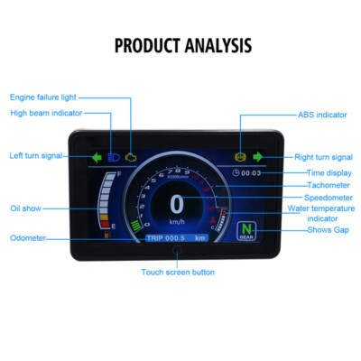 Motorcycle Full LCD Screen Speedometer Digital Odometer