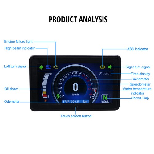 Motorcycle Full LCD Screen Speedometer Digital Odometer Universal CY1985 harness - Picture 10 of 12