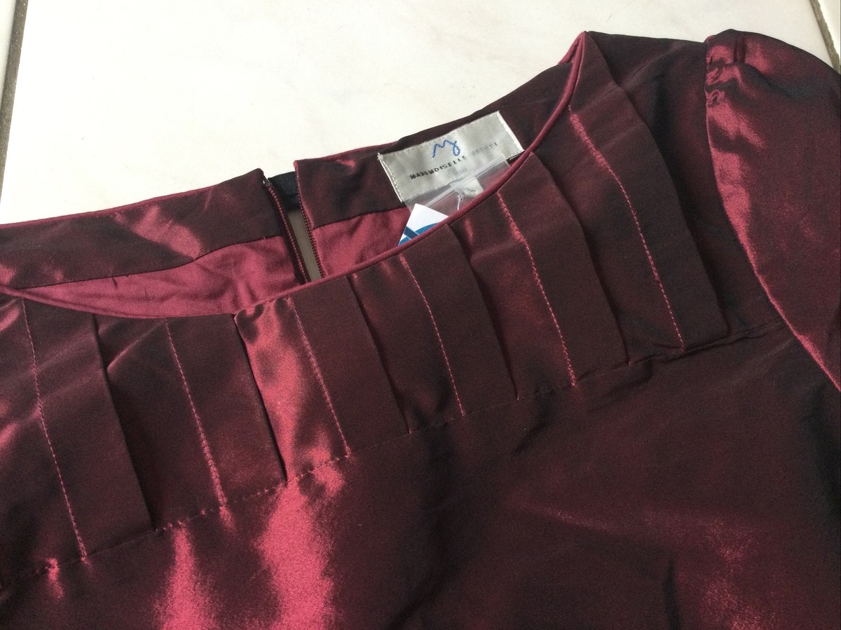 Robe Bordeaux Satin Jacadi Pour Fille Taille L (14/16 Ans) - Modèle Chemisier, Neuve Avec étiquettes