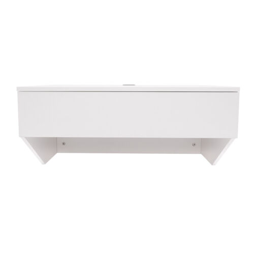 White Wall Mounted Desk with 28 Inch Surface & Pull Out Drawer Wall Organizer US - Picture 17 of 18